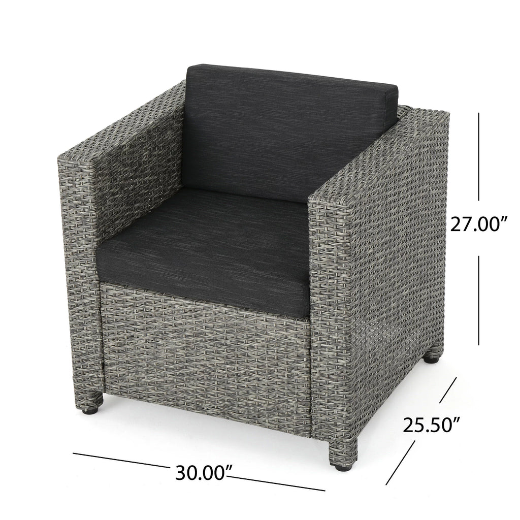 Outdoor Wicker Club Chair with Cushions M828402