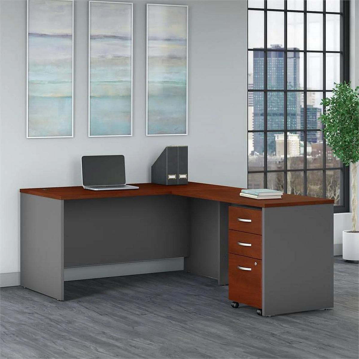 L Shaped Desk with Drawers C52028