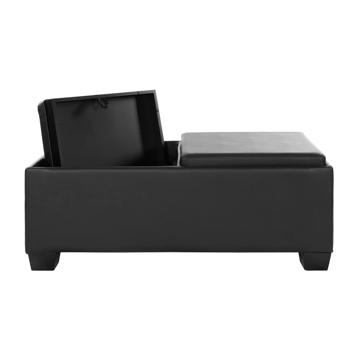 Espresso Faux Leather Upholstered Storage Cocktail Ottoman H3761
