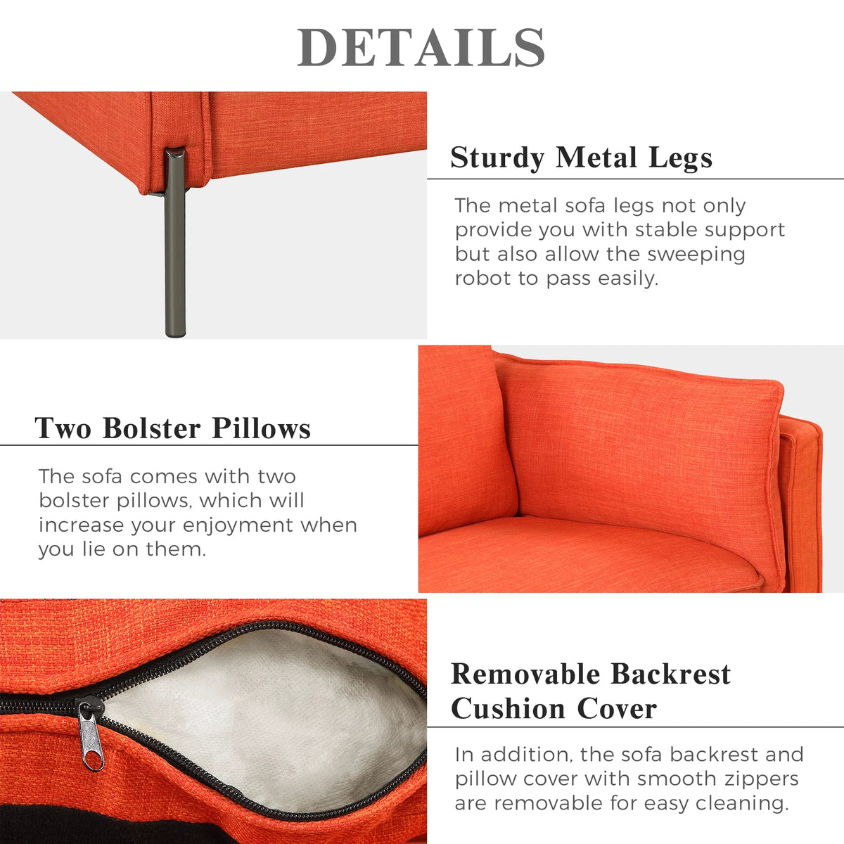 3 Seat Linen Fabric Upholstered Sofa I603