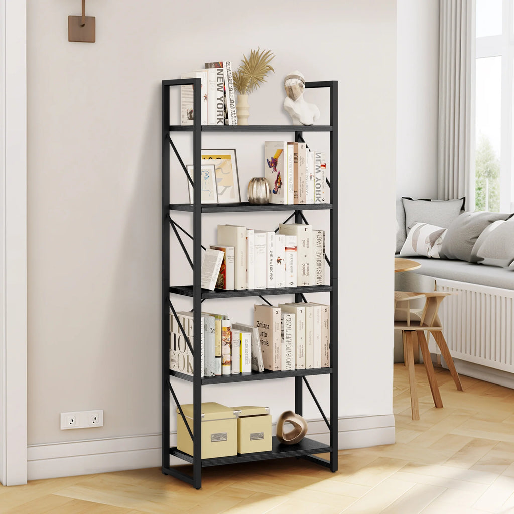 5-Tier Wood Bookcase Storage Shelves O83437