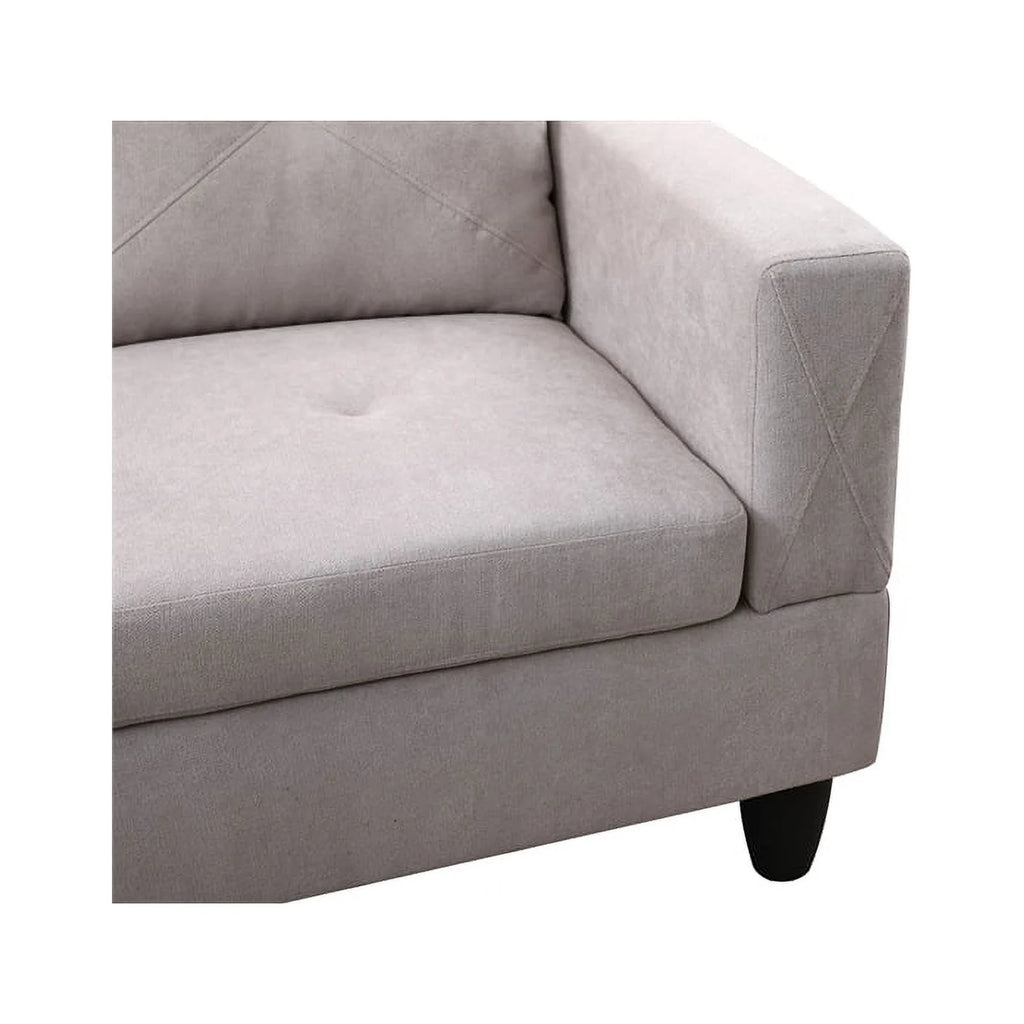 Gray L Shaped Microfiber Couch with Storage Ottoman A814