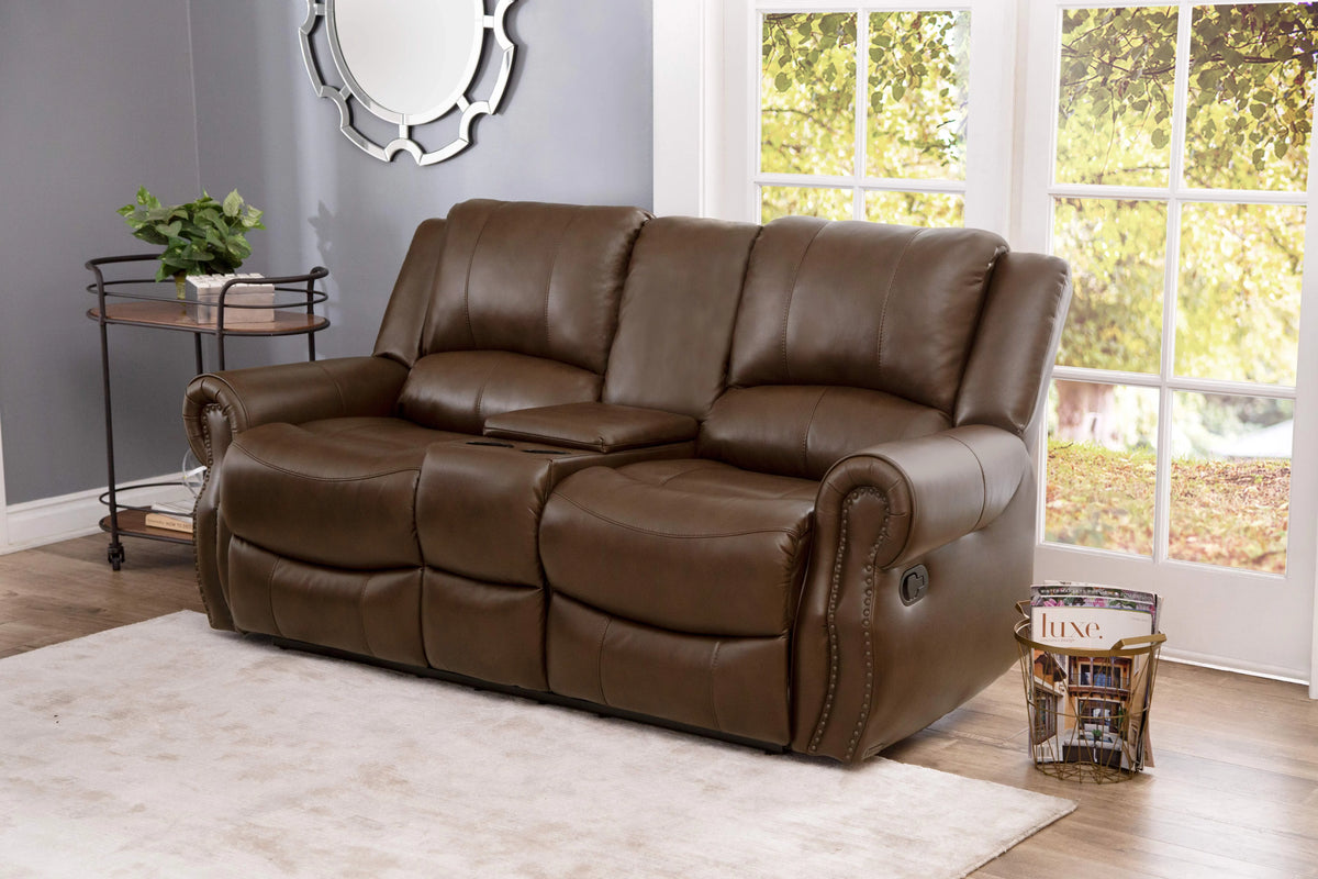 Camel Leather Reclining Loveseat T73309