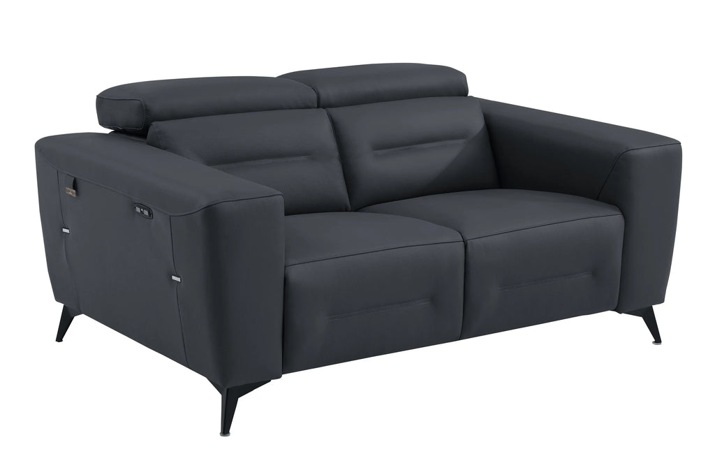 Dark Grey Top Grain Italian Leather Power Recliner Loveseat M9255