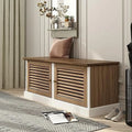 Brown and White Shoe Bench with Shelves W795318
