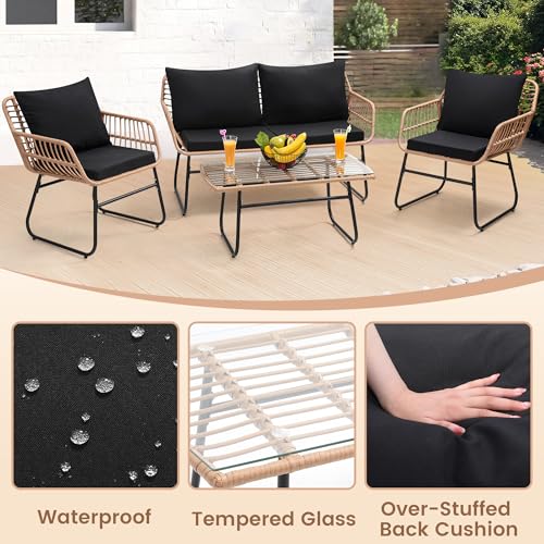 3 Pieces Beige All-Weather Wicker Patio Bistro Set C7196