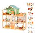 Large Wooden 3-Story Dollhouse with 42 Pcs Furniture T782