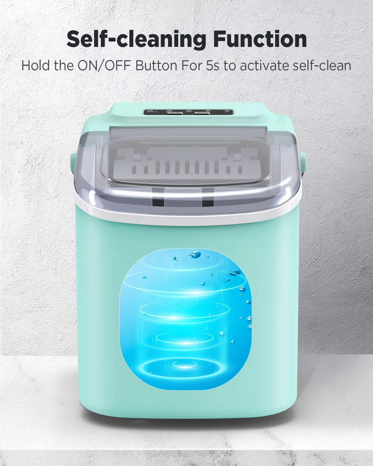 Green Countertop Ice Maker with Ice Scoop and Basket G32606