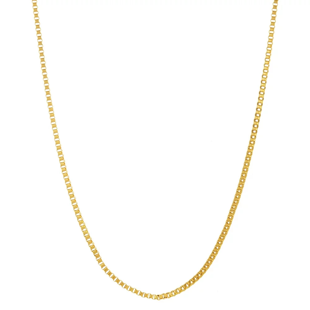 24k Yellow Gold Plated Stainless Steel Box Chain Necklace I84668