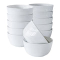 White Round Ribbed Porcelain Bowls Set of 12 K46349