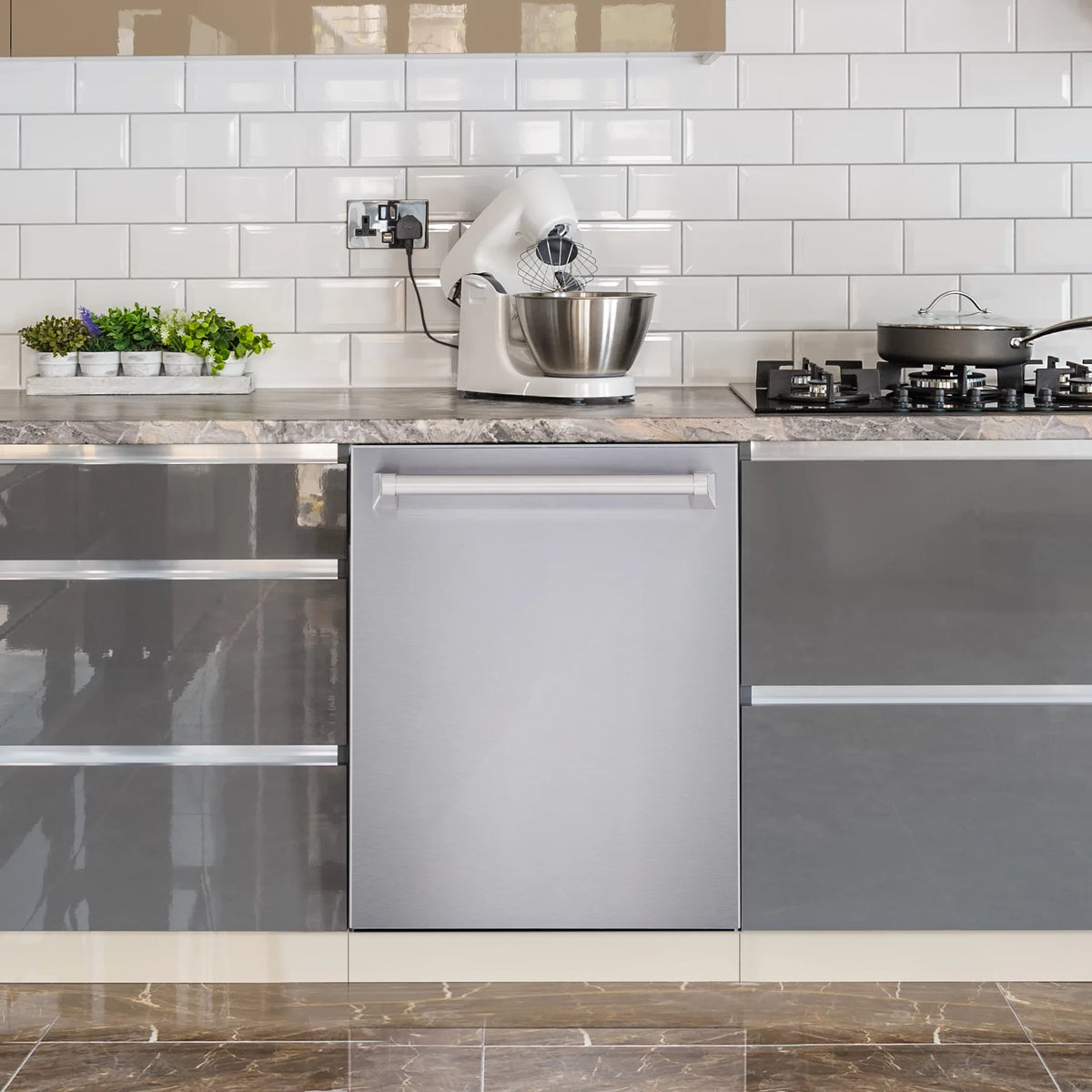 3 Piece Kitchen Appliance Package with Gas Range Range Hood and Dishwasher H78267