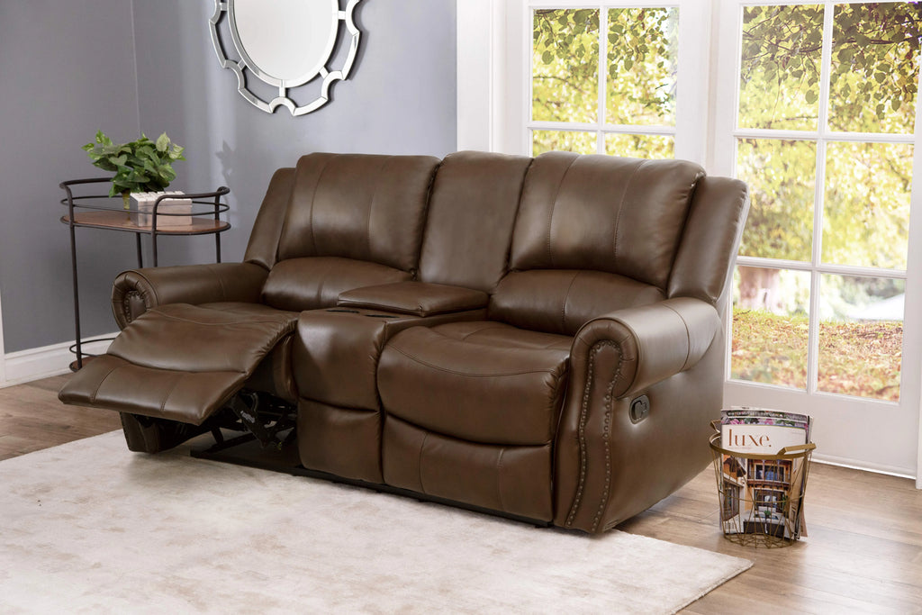 Camel Leather Reclining Loveseat T73309