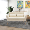 Mid Century Modern Chenille Two-Seater Sofa with 2 Throw Pillows A710419