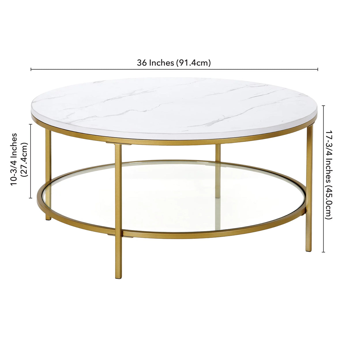 36" Wide Round Coffee Table with Faux Marble Top U651687