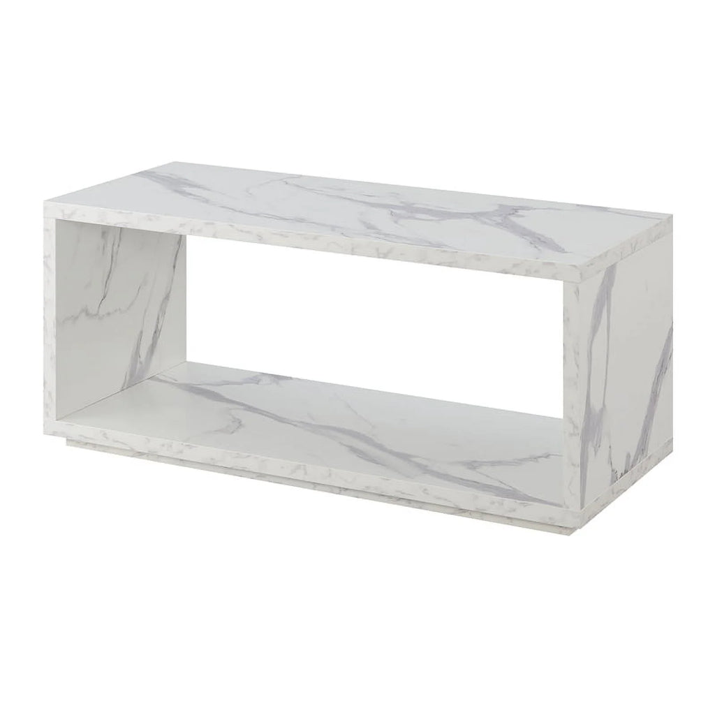 Modern Square Coffee Table in Faux White Marble L323050
