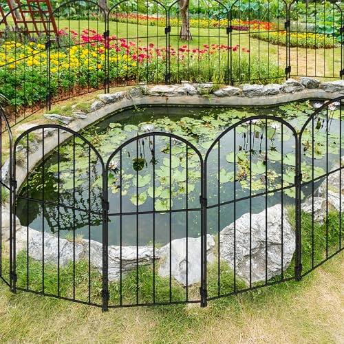 Decorative Garden Fence 24in x 10.5ft 10 Panels Metal Wire C722
