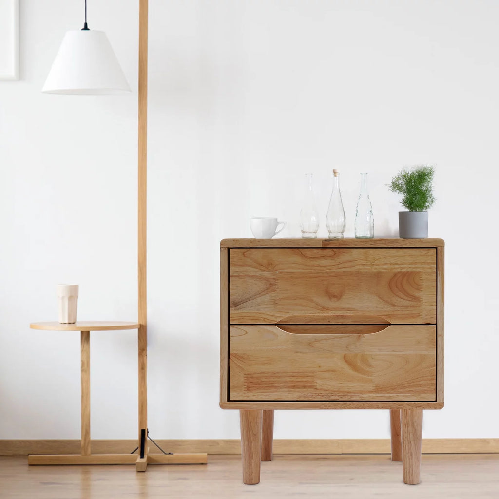 Mid Century Modern 2 Drawer Wood Nightstands D1967