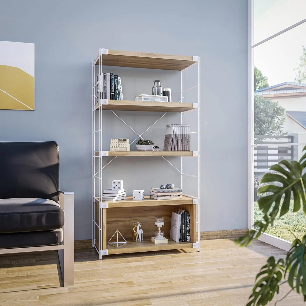 4 Shelves Bookcase with Steel Frame V4592
