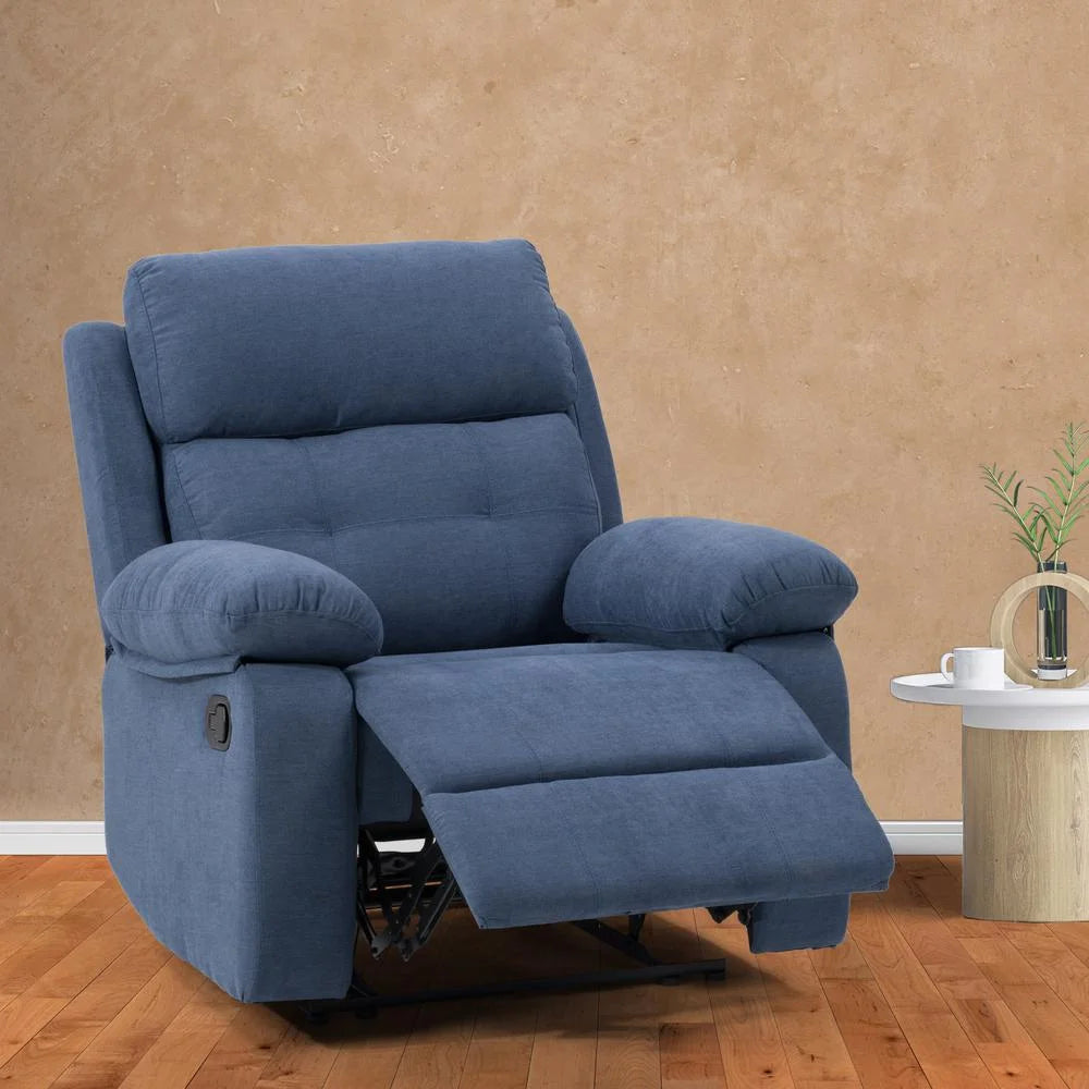Blue Fabric Manual Recliner V1367