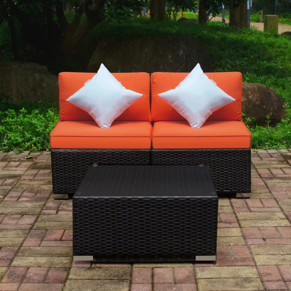 3 Pcs PE Rattan Wicker Patio Sofa Set M53444