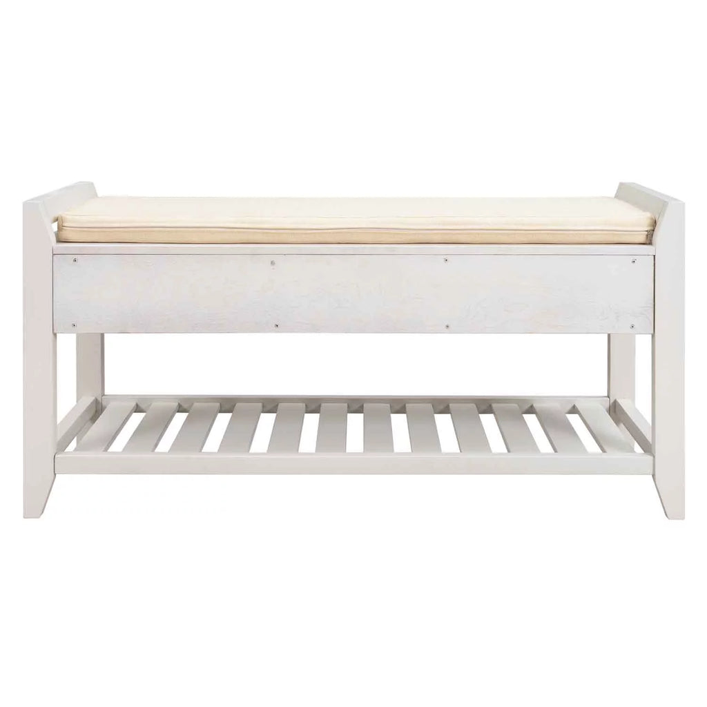 Wood Storage Bench with Cushion and 2 Drawers L323