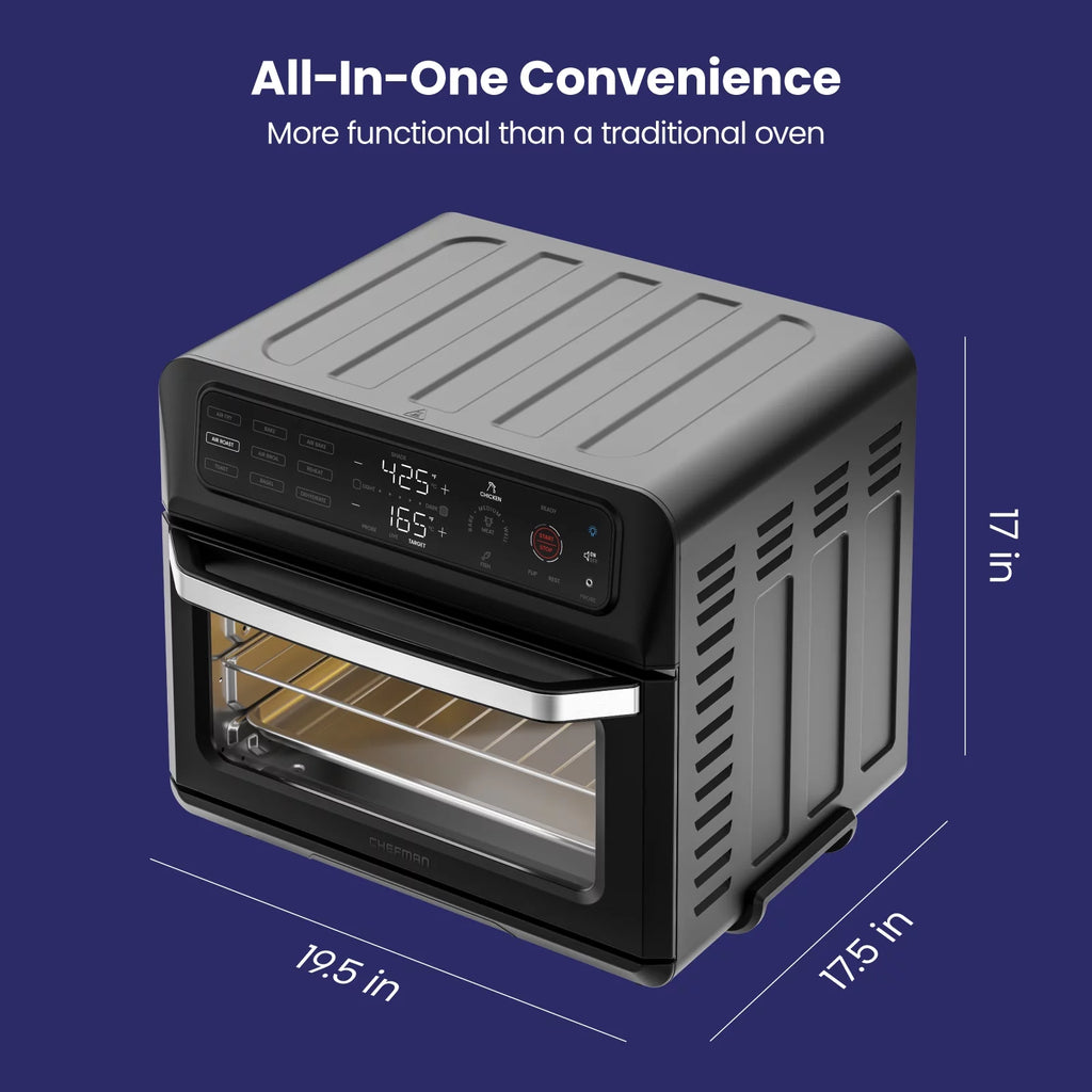 12-in-1 Air Fryer Oven Combo with Probe Thermometer, 20 Qt, Black Stainless Steel V527423