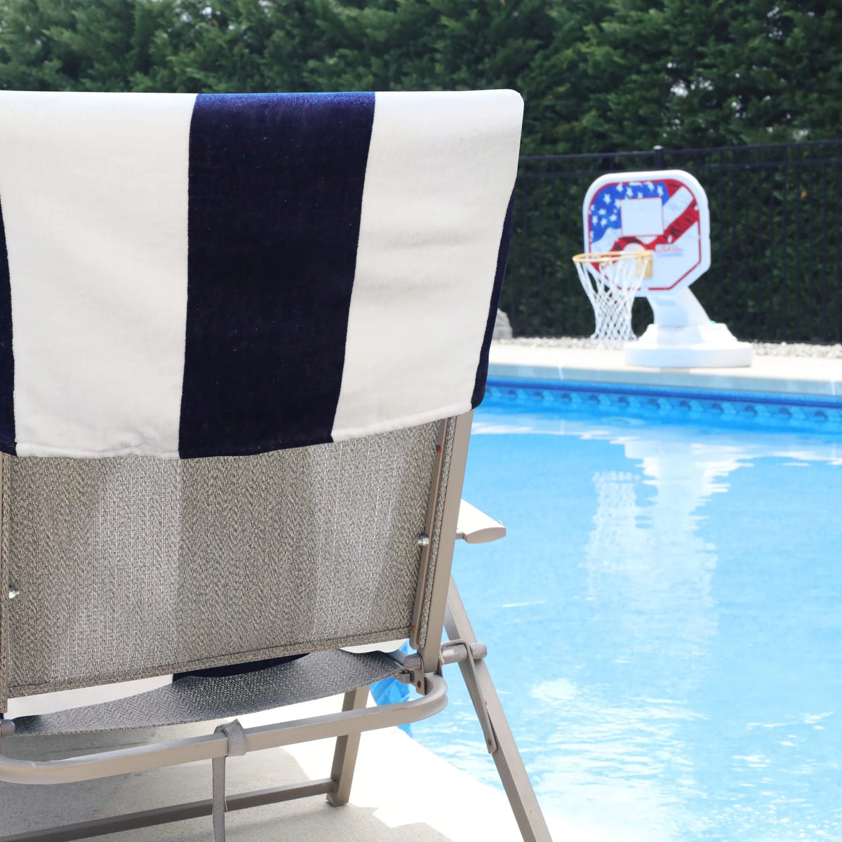 Cotton Blue Cabana Stripe Chaise Lounge Chair Cover G880
