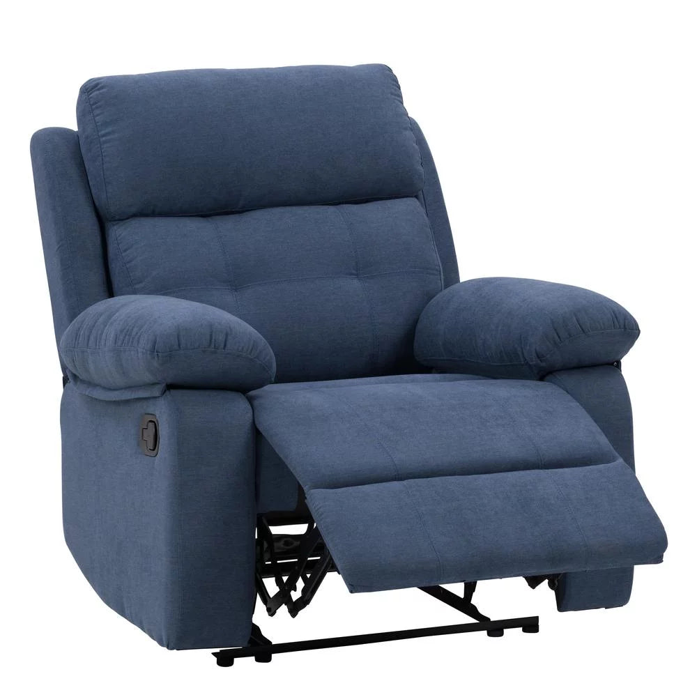 Blue Fabric Manual Recliner V1367