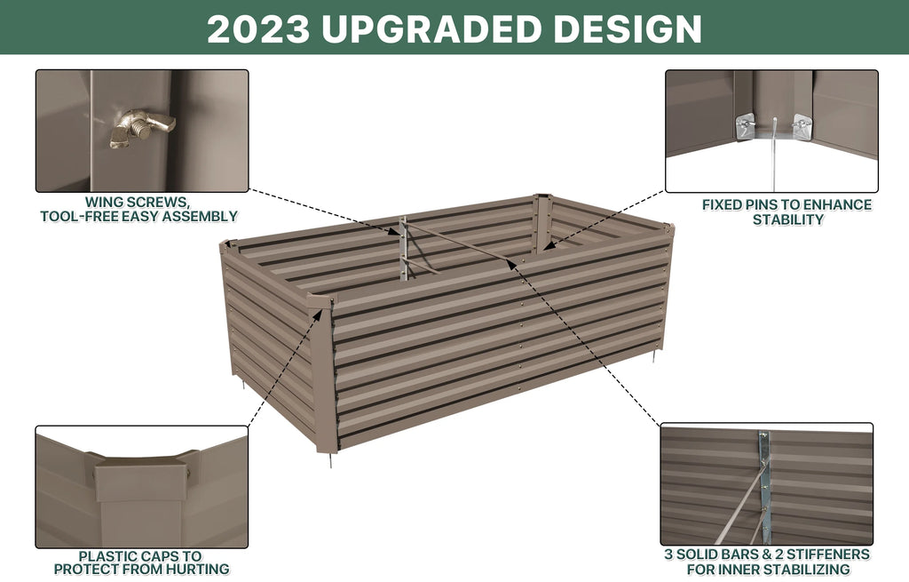 Galvanized Steel Raised Garden Bed 6x3x2 ft Brown R4517