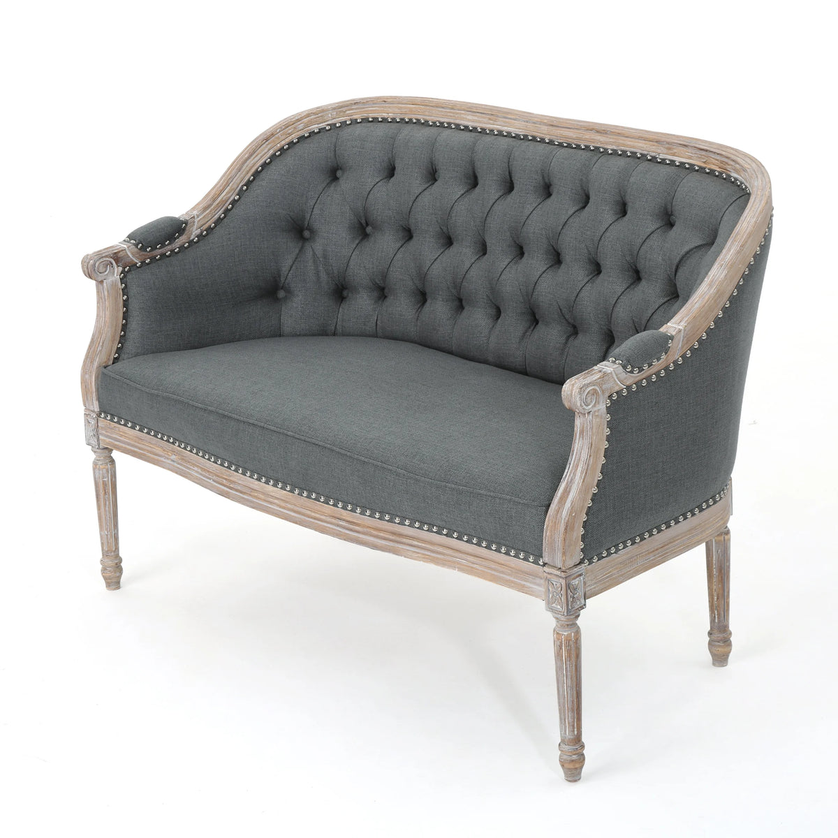 Dark Gray Fabric Loveseat W78036