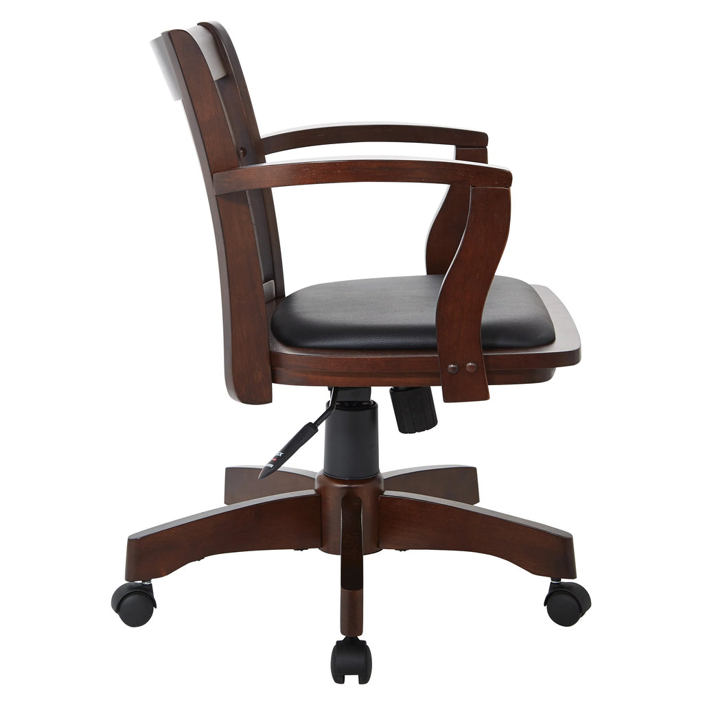 Espresso Finish Black Vinyl Bankers Chair D8213