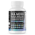 Sea Moss Black Seed Oil Ashwagandha Turmeric Bladderwrack Burdock Vitamin C & D3 Vegan Caps J793592