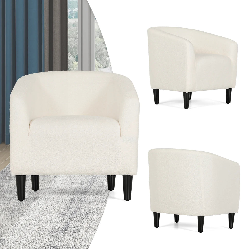 Sherpa Fabric Upholstered Barrel Accent Chair B220895
