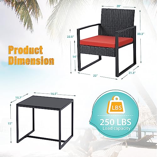 3 Pieces Outdoor Wicker Patio Set with Coffee Table I52424