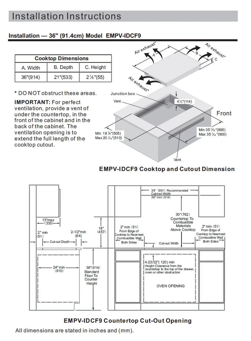 2 Piece Induction Cooktop and Under Cabinet Range Hood Q5282