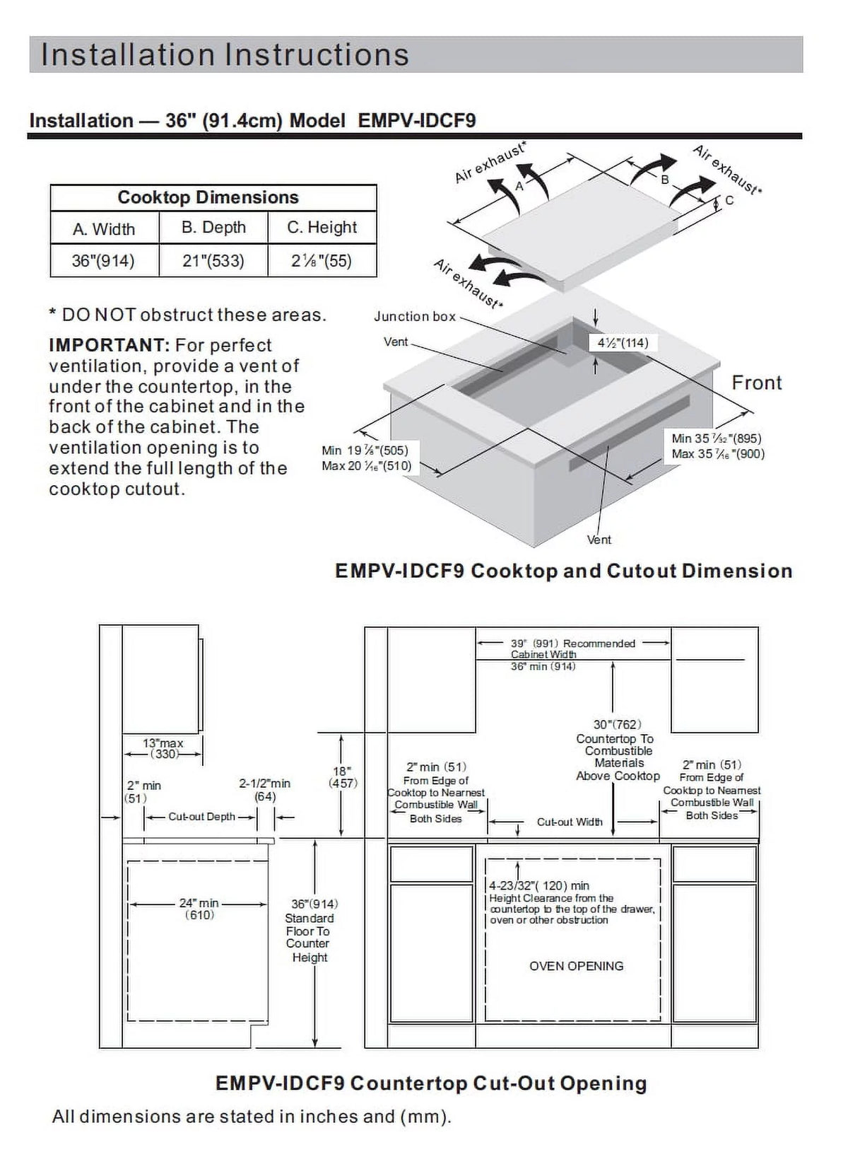 2 Piece Induction Cooktop and Under Cabinet Range Hood Q5282
