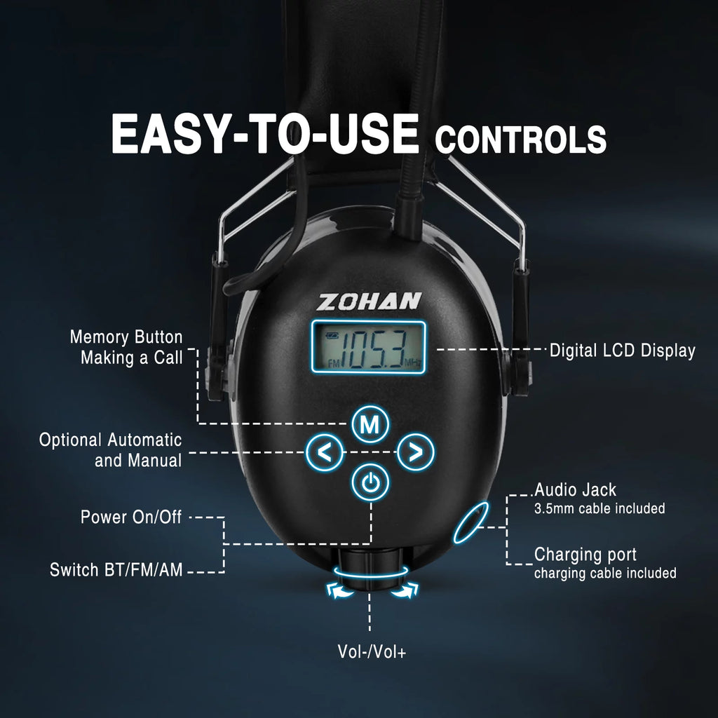 Bluetooth 5.0 AM FM Radio Headphones with Digital Display P2277
