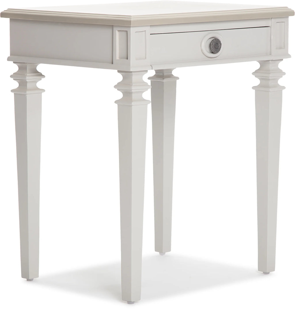 Light Gray Solid Wood End Table Nightstand with Drawer Y43309