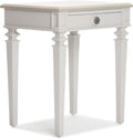 Light Gray Solid Wood End Table Nightstand with Drawer Y43309