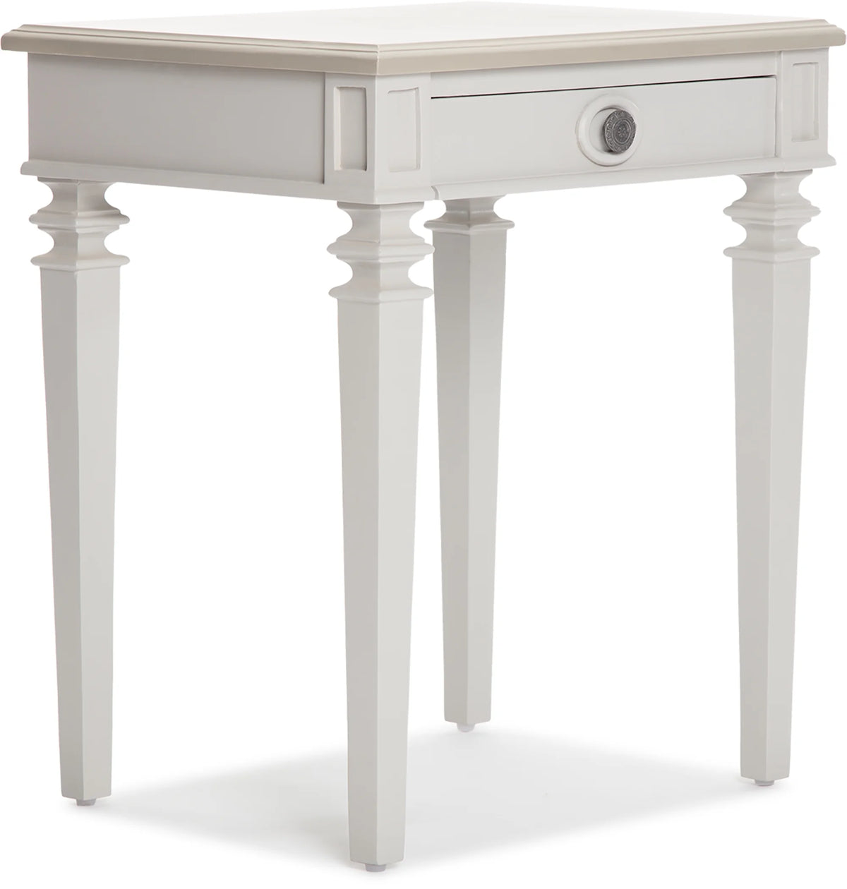 Light Gray Solid Wood End Table Nightstand with Drawer Y43309