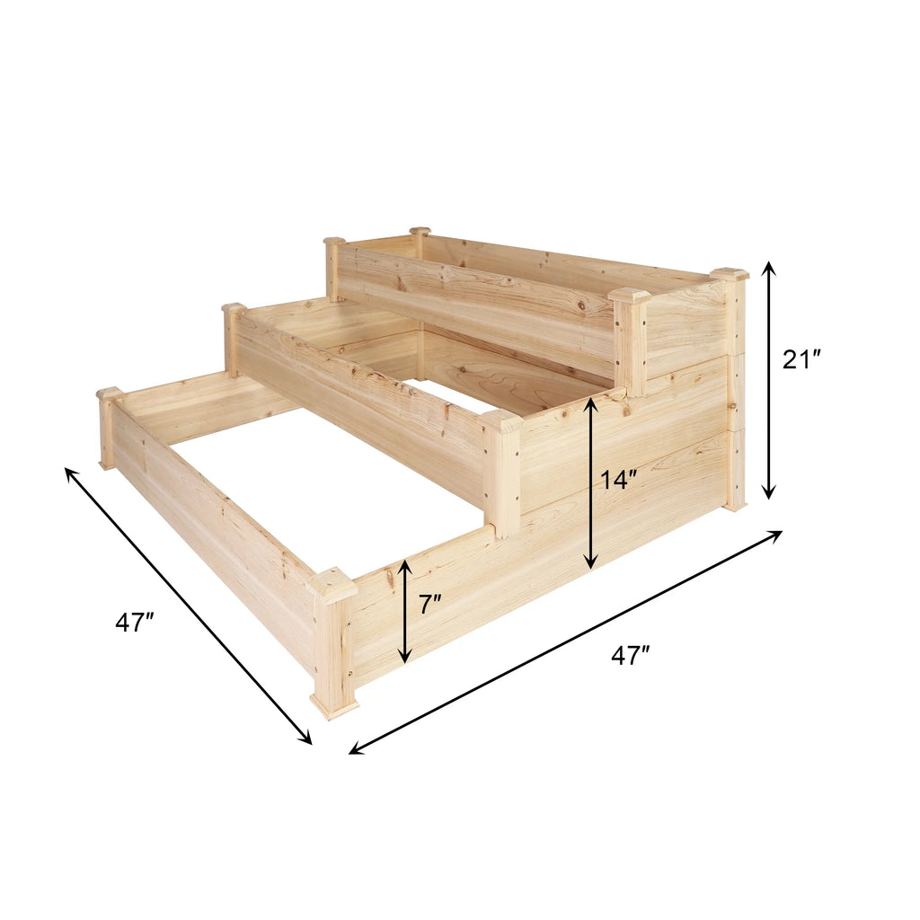3 Tier Raised Wooden Garden Bed Planter Box D599673