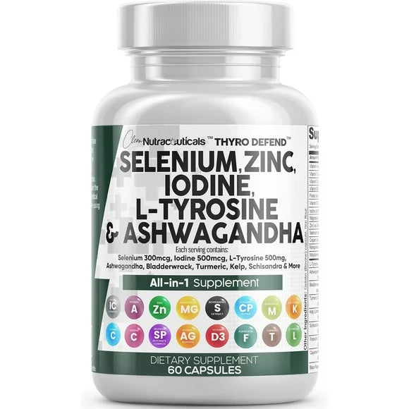 Selenium Zinc Iodine L Tyrosine Ashwagandha 60 Capsules K32155