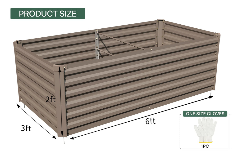 Galvanized Steel Raised Garden Bed 6x3x2 ft Brown R4517