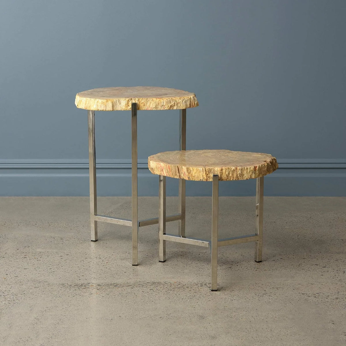 Teak Side Table With Stainless Steel Base J988