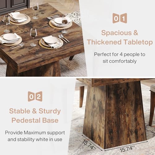 Square Dining Table for 4, 31.5-Inch Pedestal Base Table Z552