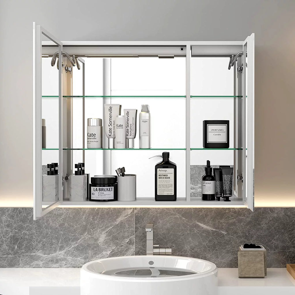 White LED Bathroom Mirror Cabinet D4167
