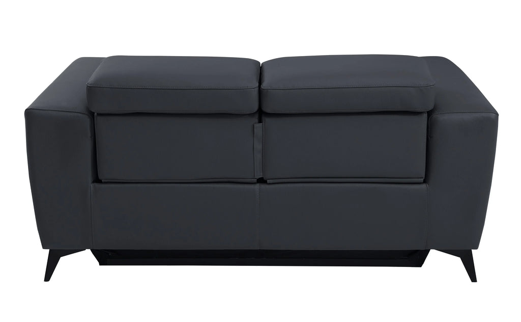 Dark Grey Top Grain Italian Leather Power Recliner Loveseat M9255