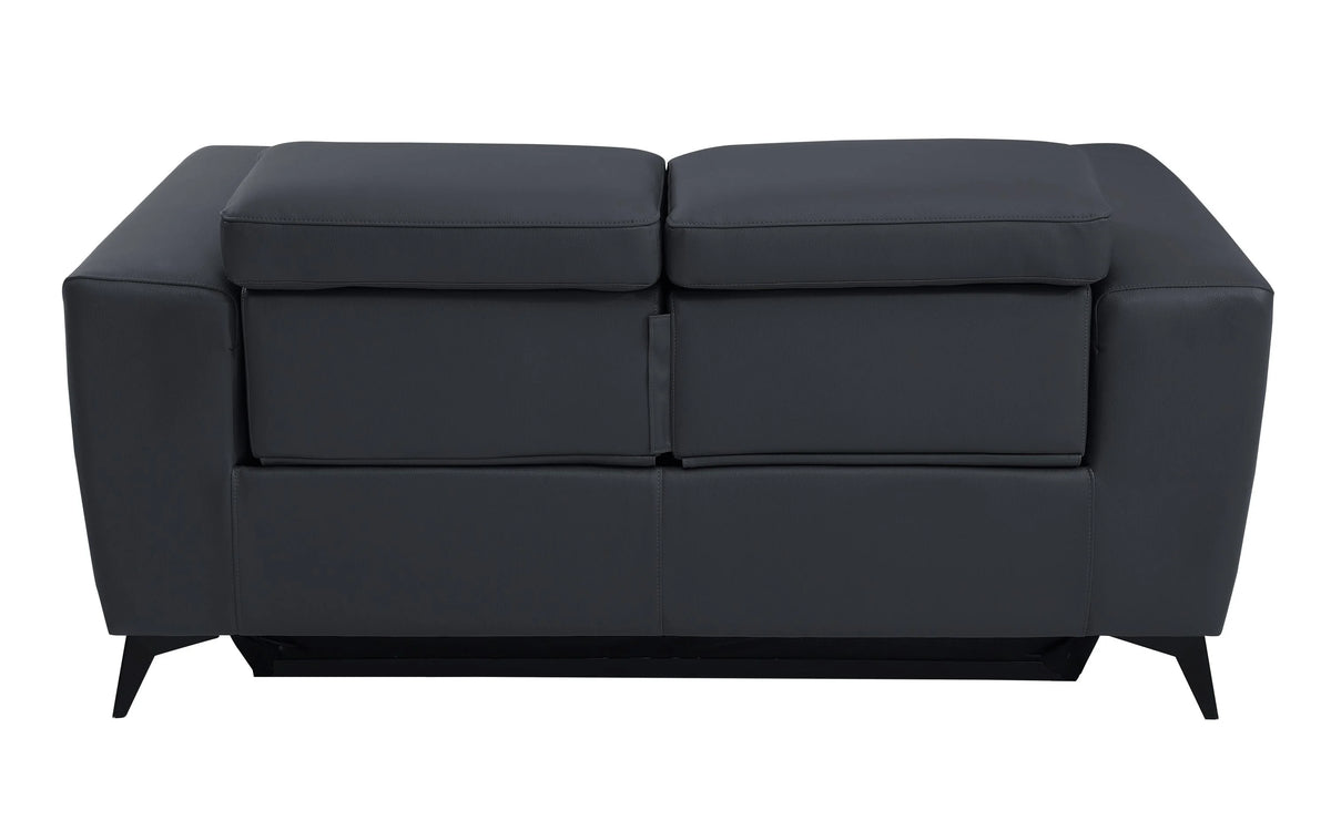 Dark Grey Top Grain Italian Leather Power Recliner Loveseat M9255
