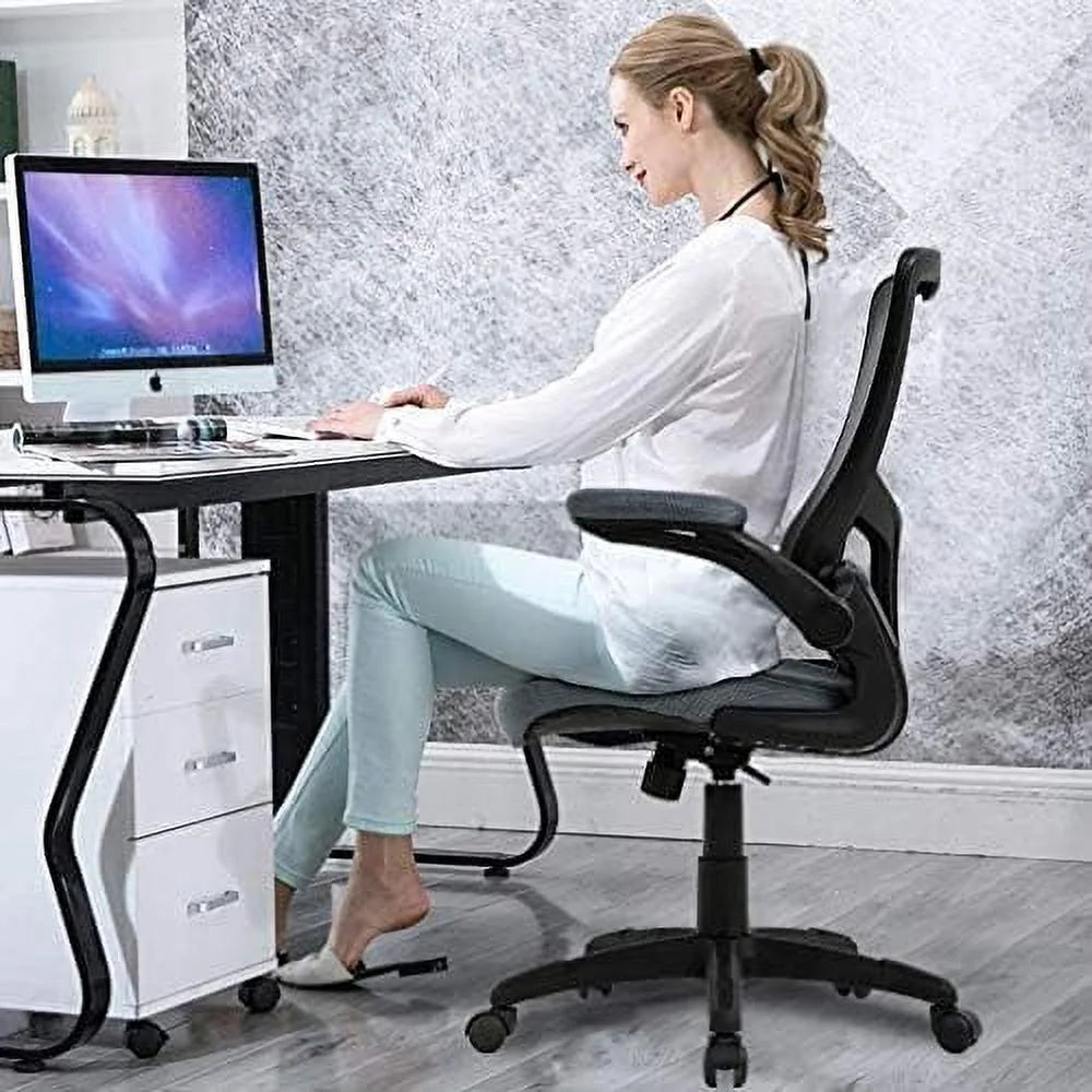 Black Mesh Ergonomic Office Chair with Lumbar Support W55906
