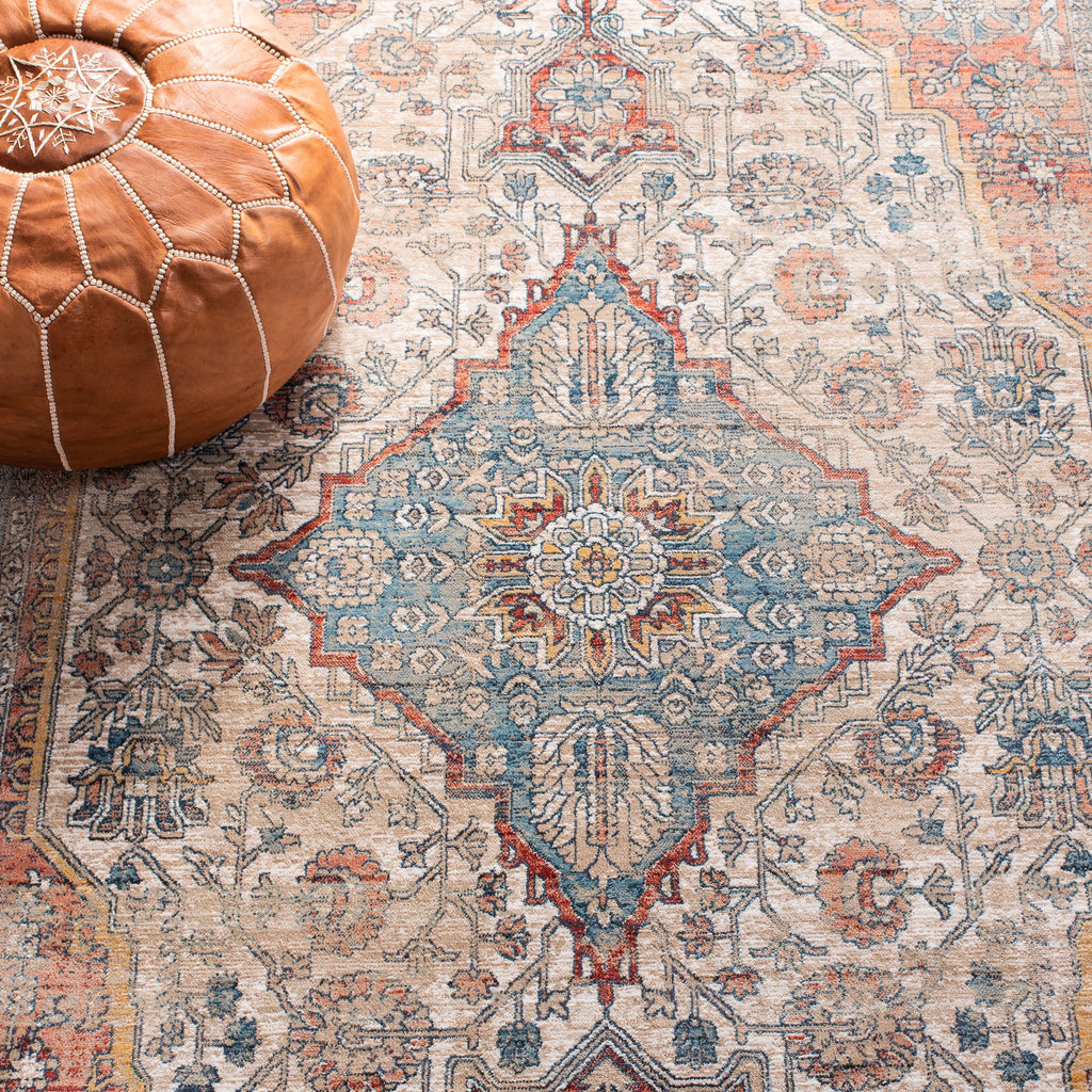 Navy Ivory Floral Bordered Area Rug 6' x 9' V91271